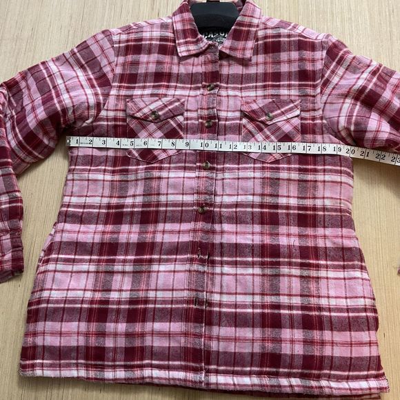 Casual Country Shacket Adult Medium Red White Plaid Button Up New No Tag Pockets - Picture 3 of 11